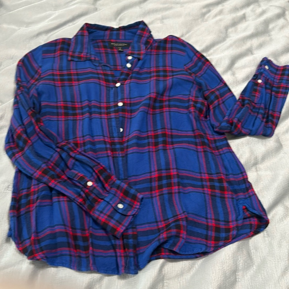 Banana Republic cobalt blue Dillon flannel